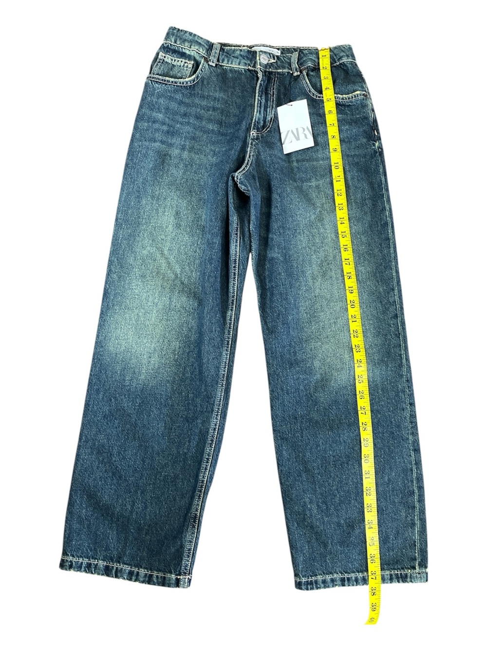 Zara Kids Teens Tinted Blue High Waisted Straight Leg Jeans Size 13/14 164cm NWT - Picture 5 of 7